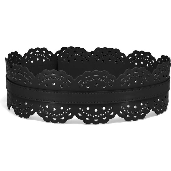 Women\'s Wide Dresses Chunky Thick Leather Waist Prong Buckle Belts Gold Black